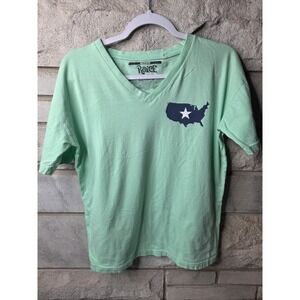 Royce Womens Mint Green Patriotic V-Neck Graphic T-Shirt USA Mason Jar Medium